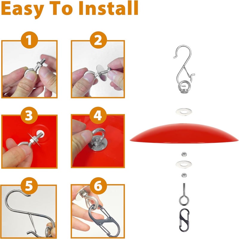 andergi 8" Bird Feeder Dome, Hummingbird Feeder Rain Guard, Bird Feeder Cover for Small Feeders, Protective Cover Work with Ant Guards（Red,2 Pack - Image 4